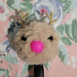 Bath and Body Works Pink Nose Fluff Ball Reindeer Pocketbac holder